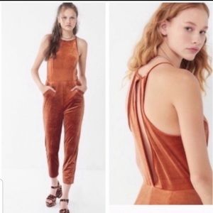 Burnt orange velvet jumpsuit